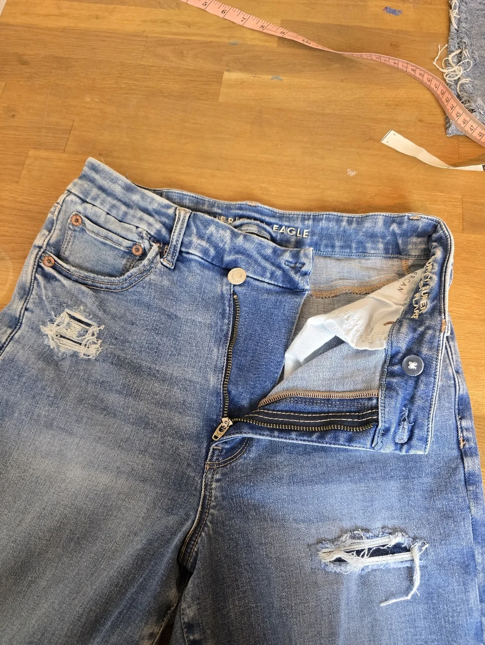 AE Next Level Curvy Ripped Super High-Waisted Flare Jean - Glowing Light 8 Short